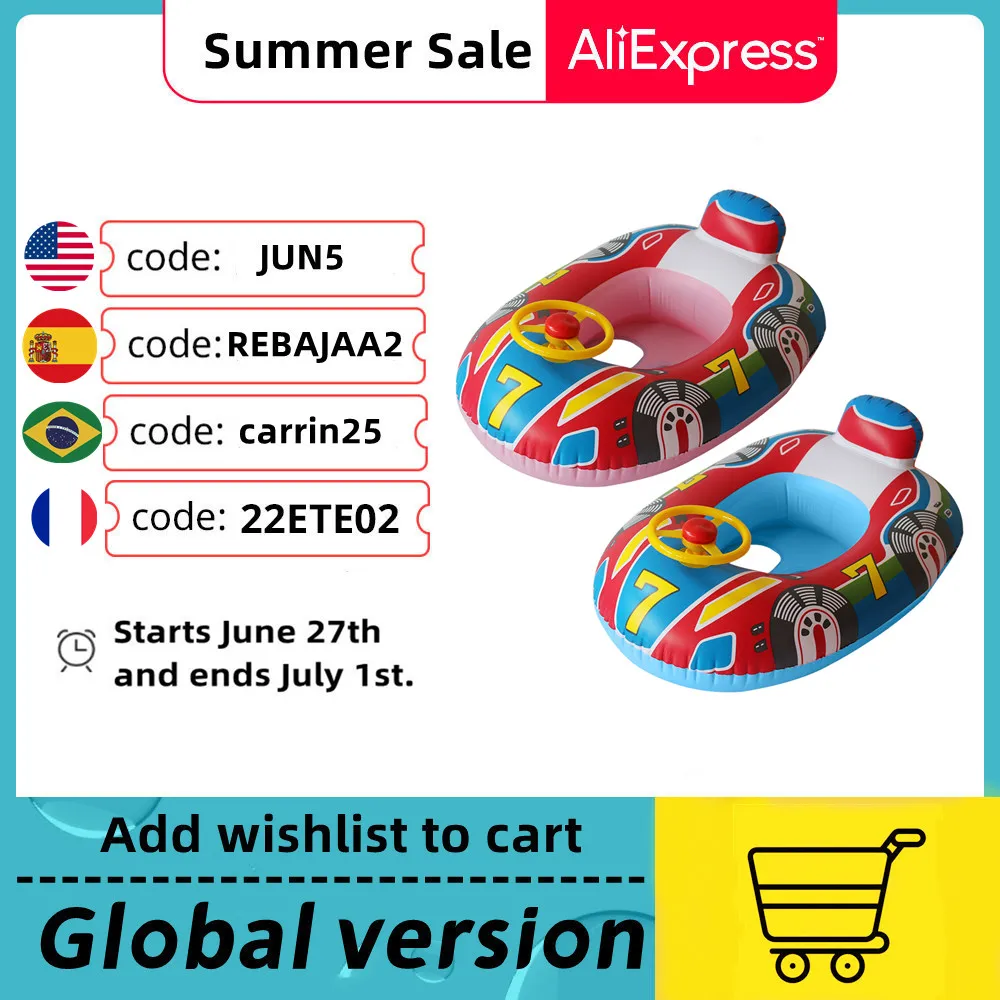 

Yacht Shaped PVC Summer Seat Baby Floating Swimming Rings Portable Cute Inflatable Swim Circle 1-2Y Kids Children Water Pool Toy