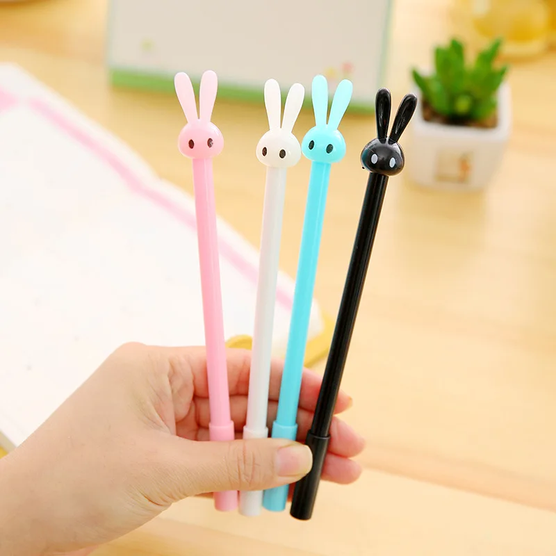 

120Pcs Long-eared Rabbit Gel Pen Cartoon Water Pen Signature Pens Black Ink Pen Student Stationery Wholesale