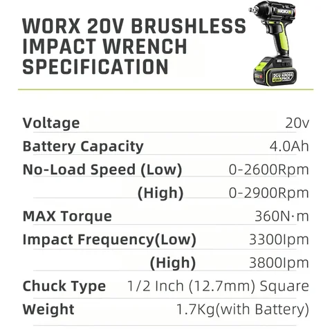 Шуруповерт ударный WORX WU279 20В