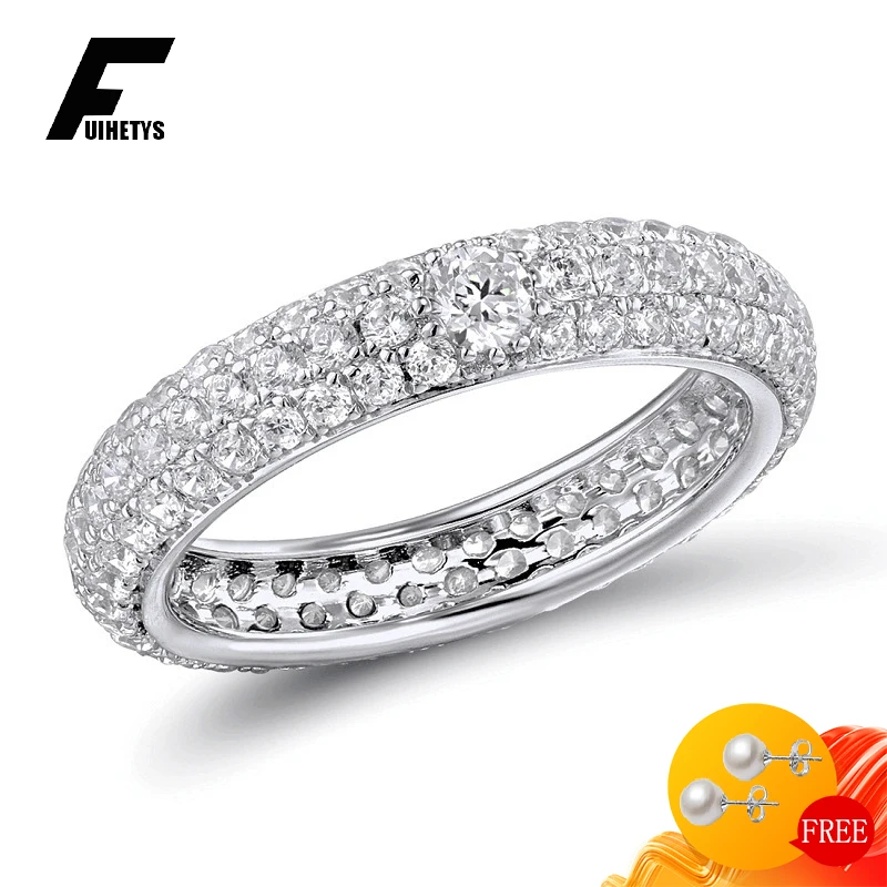

Luxury Women Ring 925 Silver Jewelry with Zircon Gemstone Finger Rings for Girl Wedding Engagement Party Accessories Gold Color