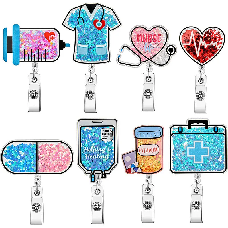 New Design Quicksand Injector & Echometer Badge Reel Retractable ID Badge Holder With 360 Rotating Alligator Clip Name Holder