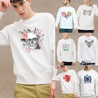 korean style commuter long sleeved sweatshirt mens clothing casual warm o neck pullover cartoon color pattern printing hoodie