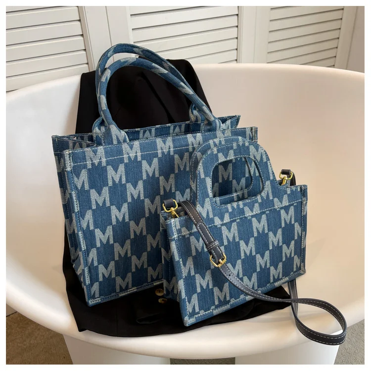 

Зимние сумки, новинка 2022, джинсовые сумки-тоуты, женская сумка большой вместимости с вышивкой