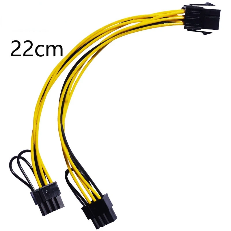 

6Pin PCI Express to Dual PCIE 8 (6+2) Pin Power Cable 20cm Motherboard Graphics Card PCI-E GPU Power Data Cable Splitter