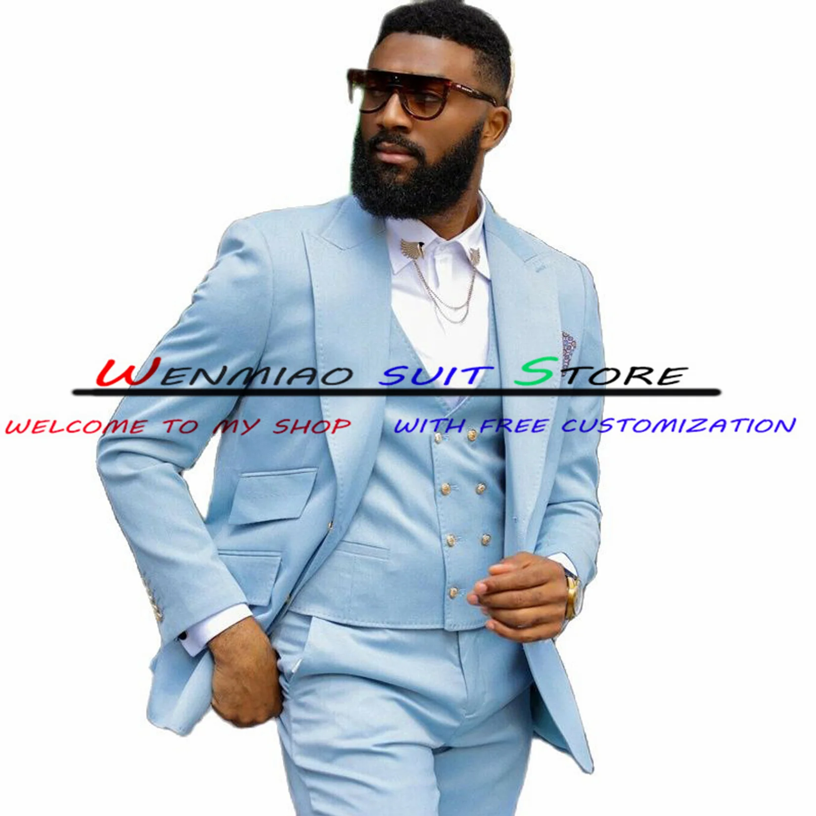 

Men's 3-Piece Notch Lapel Suit Groom Wedding Tuxedo Business Slim Fit Jacket Male Blazer + Pants + Vest
