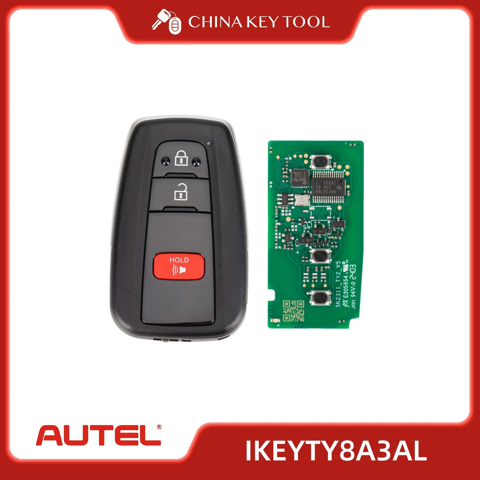 

1 шт. Смарт-ключ Autel IKEYTY8A3AL 3 кнопки 315/433 МГц для Toyota для смарт-ключа Autel для KM100 IM508 IM608 KM100E