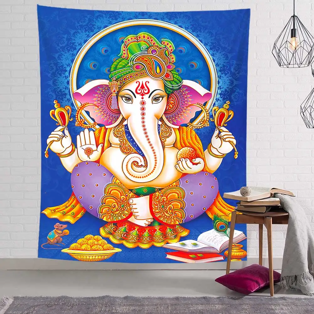 

FBH Home Decor Tapestry Lace Wall Hanging Aesthetics Hindu God Shiva Indian Cloth Rug Yoga Mat Background Living Room