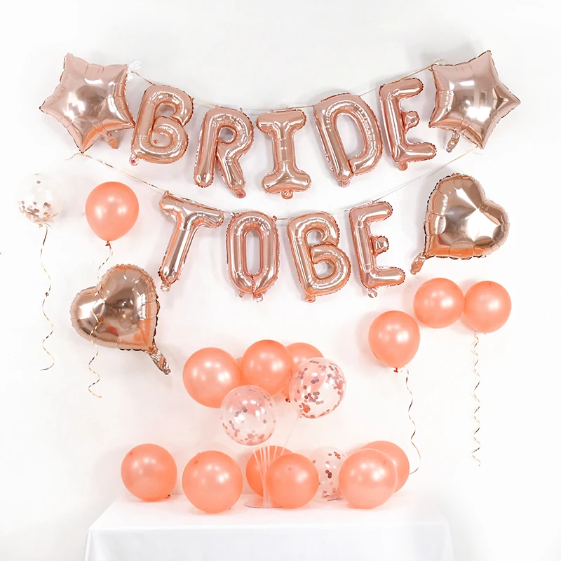 

Rose Gold Bride To Be Letter Foil Balloons Wedding Decoration for Bridal Shower Hen Bachelorette Party Background Decor Supplies