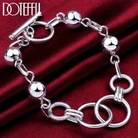 doteffil 925 sterling silver multi circle ball smooth bead chain bracelet for women man wedding engagement party fashion jewelry