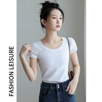women soft cotton t shirt o neck solid color lady tees short sleeve summer womens clothing all match female t shirts women cot