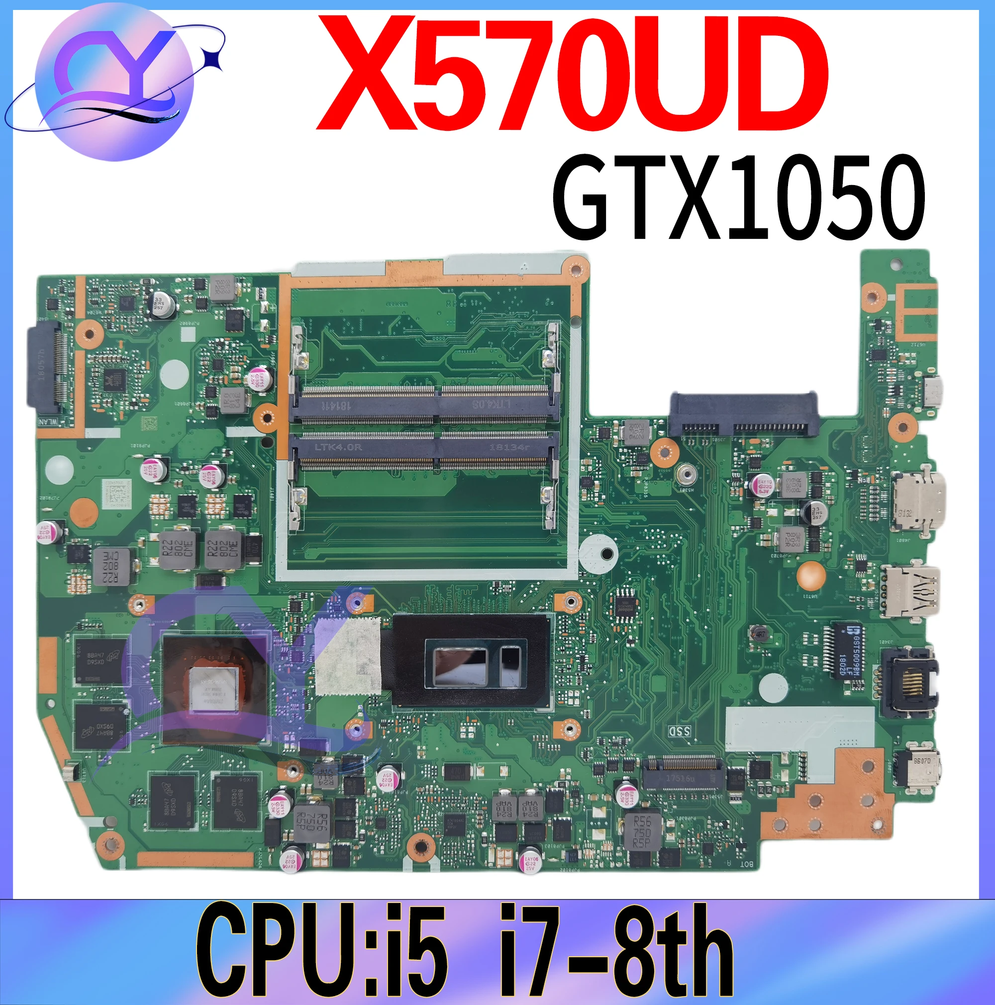 

X570UD Notebook Mainboard For ASUS TUF YX570U YX570UD X570U FX570U FX570UD Laptop Motherboard I5 I7-8th GTX1050 100%Working