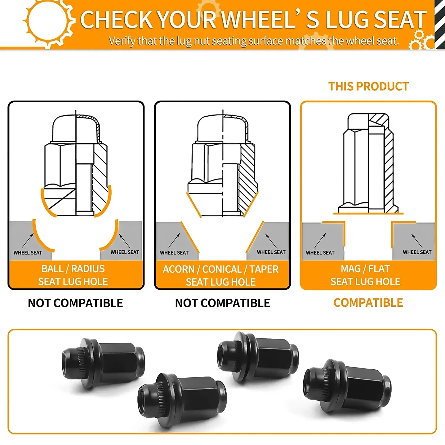 MIKKUPPA 24 шт. M14X1 5 черные гайки с проушинами — высота 1 80 дюйма (45 мм) шестигранная