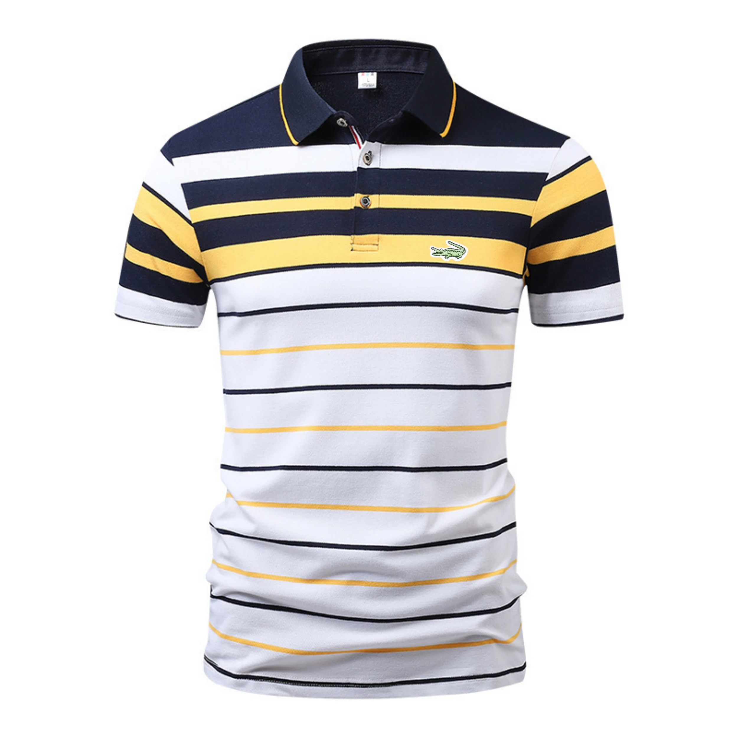 

2023 New Polo Shirt Men's Summer Short Sleeve Polo Shirt Fashion Stripe Top Casual Bottom Shirt Versatile Men's Top Clothes