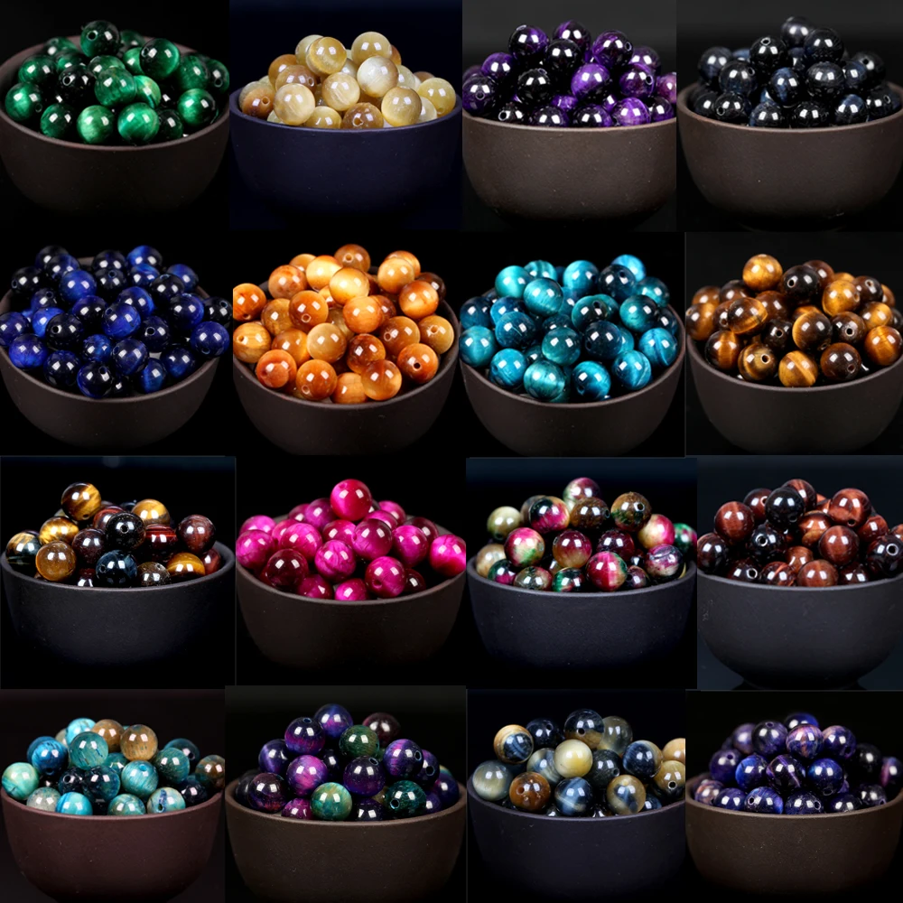 

Natural Colorful Tiger Eye Agates Stone Beads Round Loose Spacer Beads For Jewelry Making 4/6/8/10/12mm DIY Bracelet Necklace