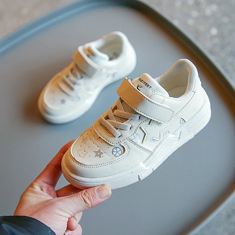 

Детская повседневная обувь, новинка весны 2022, Белая обувь с принтом для девочек, кроссовки, красивая спортивная обувь для мальчиков, детская...