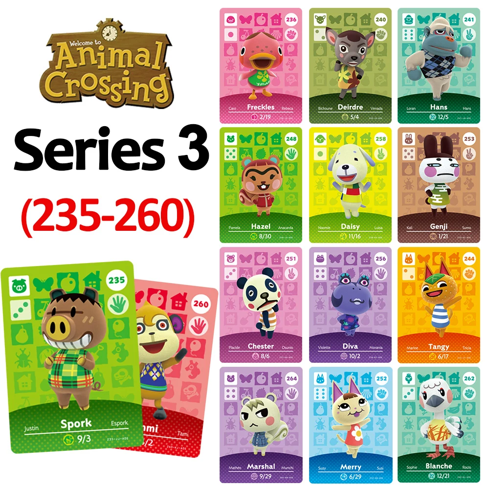 

Hot Game Animals Crossing New Horizons Amiibo Card Ankha Marshal Maple NS Switch 3DS Game Set Mini NFC Cards Series 1to5