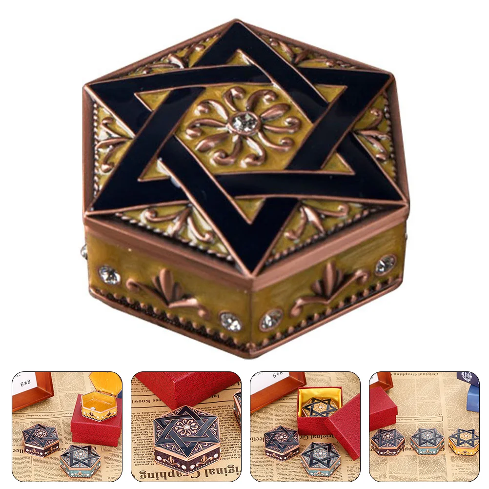 

Box Jewelry Ring Case Storage Proposal Holder Organizer Metal Earringrhinestone Display Rose Mini Wedding Surprise Gift Hinged