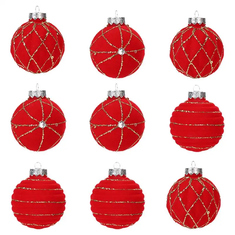 Флокированные шары для дерева 9X праздничные подвески-колокольчики 3 15 дюйма