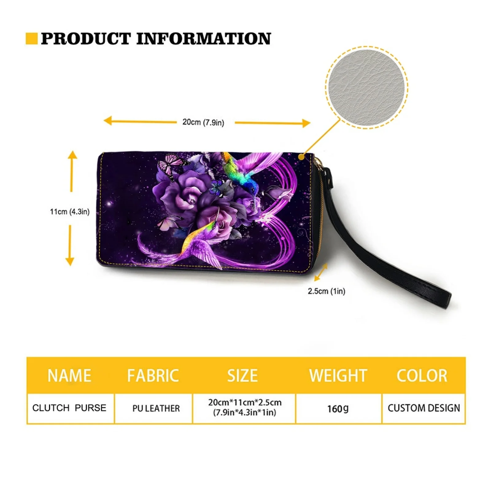 Belidome Hummingbird Floral Wallet for Women RFID Blocking PU Leather Zipper Around Wallets Clutch Wristlets Travel Long Purse