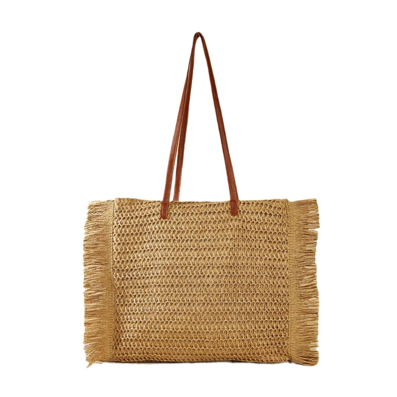 Винтажная соломенная сумка в стиле Ins большая вместительная плетеная на плечо