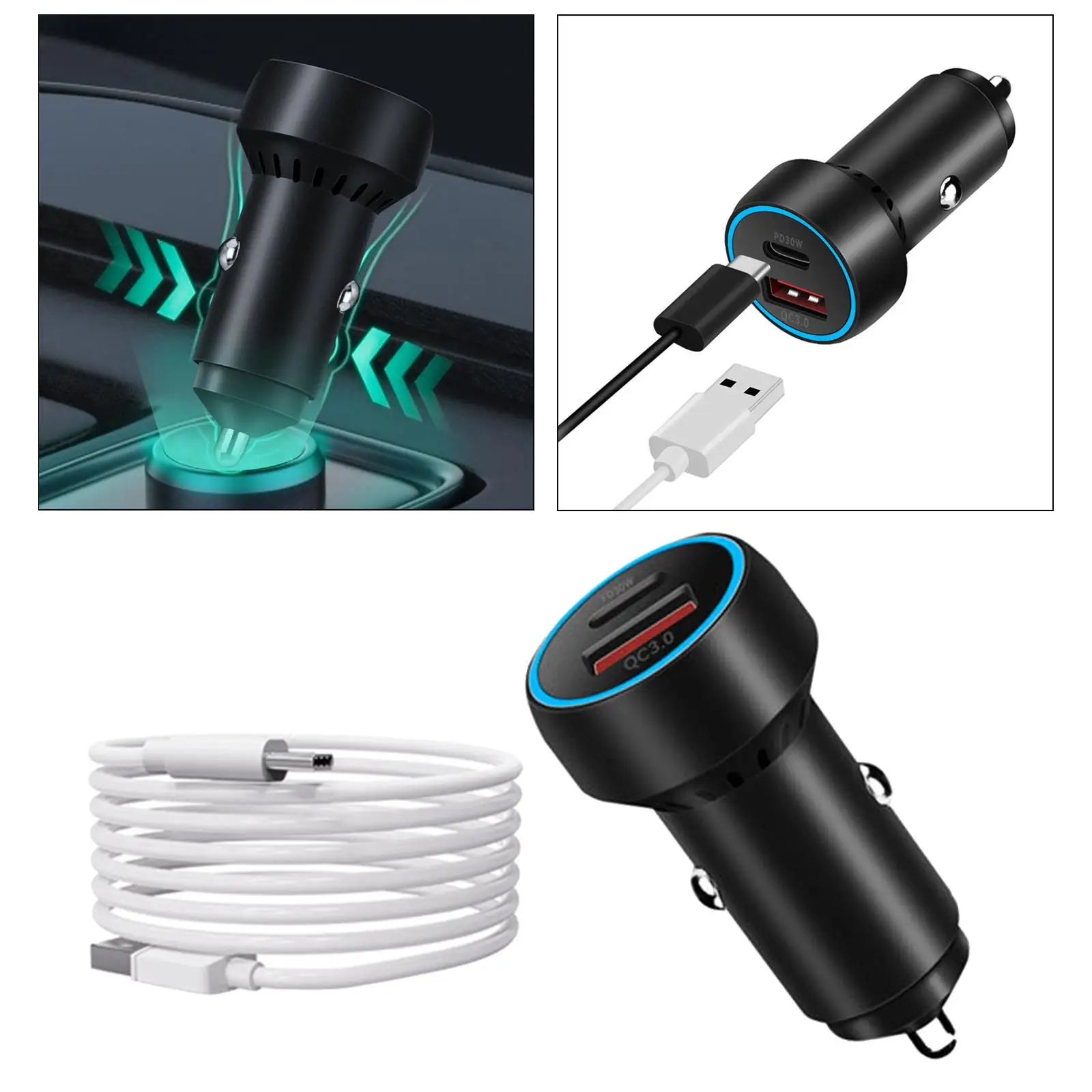 

Car Charger PD QC 3.0 Socket Aluminium Alloy for DJI Mini 2/3Pro Golf Cart