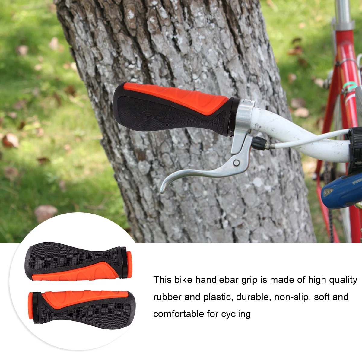 

2pcs Comfortable MTB Handlebar Grips Rubber Anti-slip Bike Handlebar Cover Hand Grips (Black and Orange)