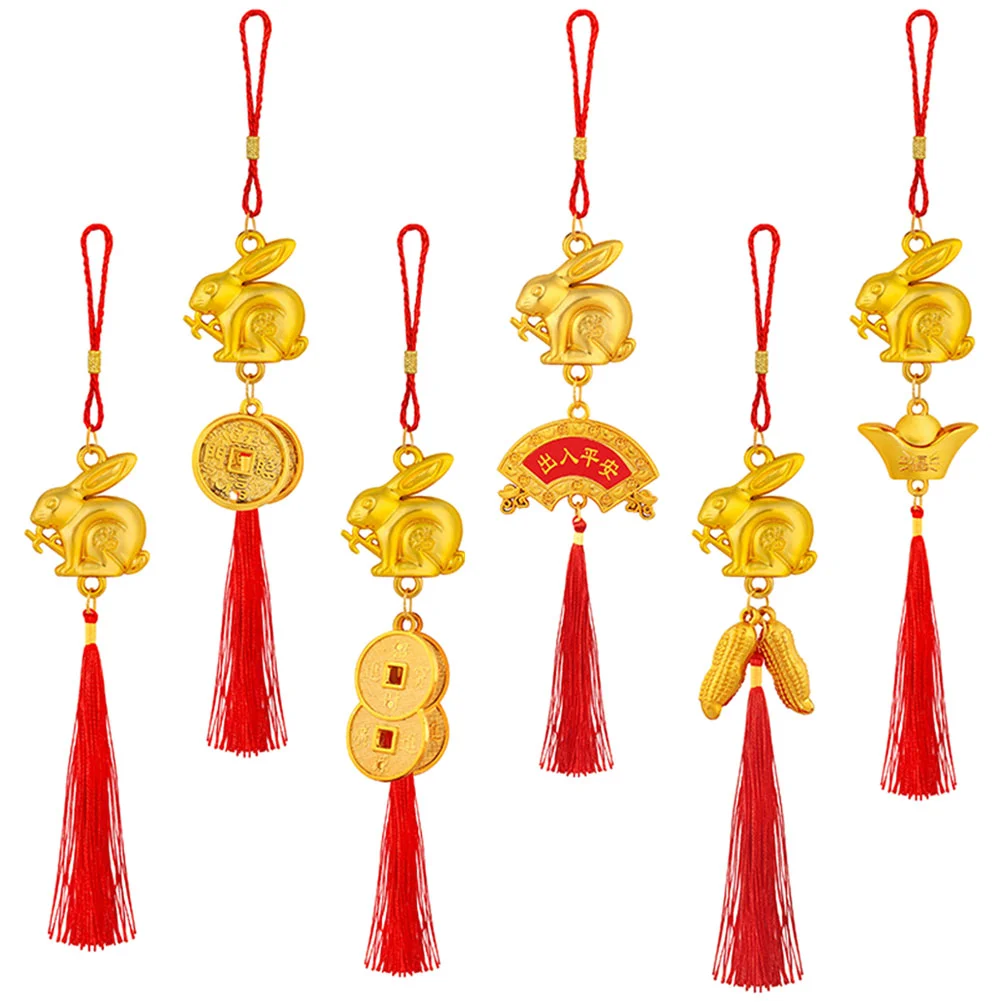 

Новогодние китайские подвесные украшения в виде кролика, подвески-кисточки, подвеска для автомобиля, украшение на удачу, праздник