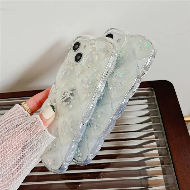 Прозрачный чехол для телефона с 3d-изображением кубика льда и блестками iPhone 13 12 11Pro
