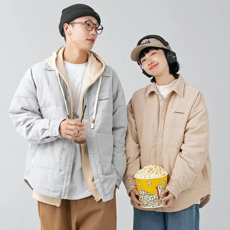 Fashion Korean High Street Vintage Down Coats 2022 Men's Winter New Casual Loose Lapel Overisze Personality Down Coats