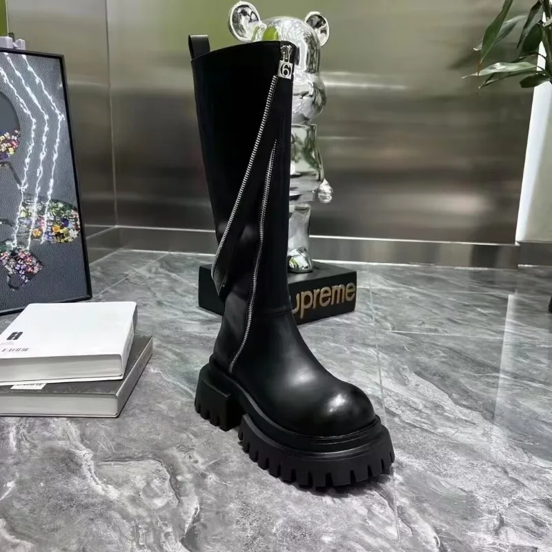 Женские высокие сапоги на плоской подошве и платформе обувь в стиле панк новые