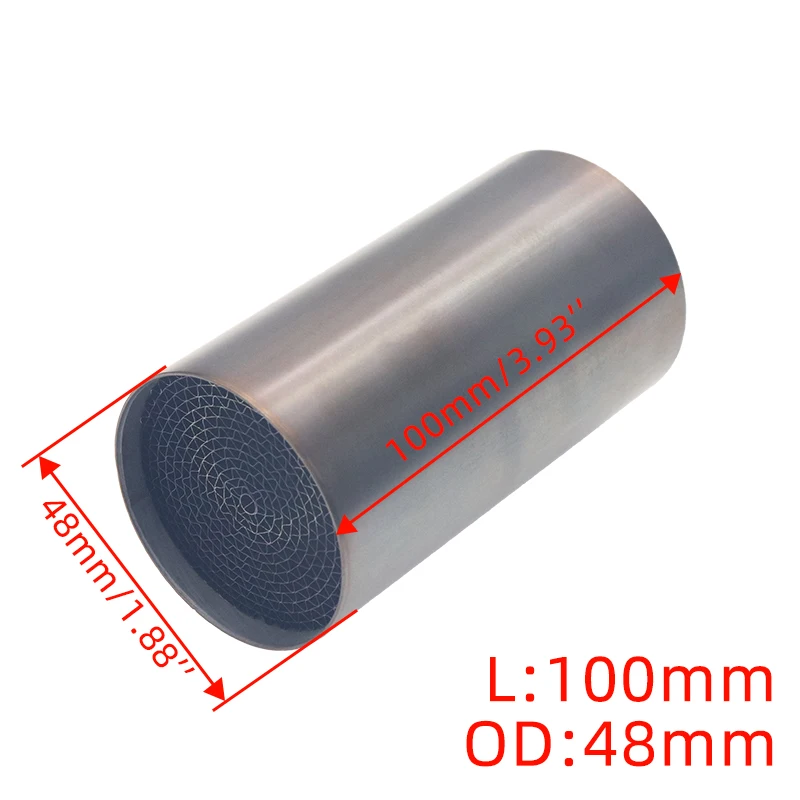 

Универсальный каталитический нейтрализатор выхлопных газов OD:35/42/48/53мм L:100мм, передняя/средняя труба для мотоцикла, глушитель, снижение шума