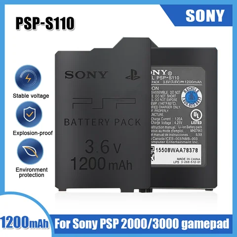SONY PSP-S110 3,6 V 1200mAh аккумуляторная батарея для Sony PSP 2000 PSP 3000 PSP 2000 3000 PlayStation Аккумулятор для джойстика аккумулятор