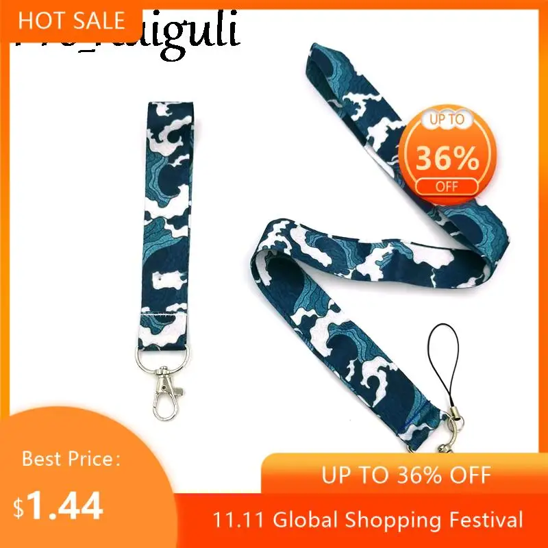 

Kanagawa Hokusai Waves Neck keychain necklace Anime Cartoon Neck Strap Lanyard ID badge holder Keychain Lanyards hand Wristlet