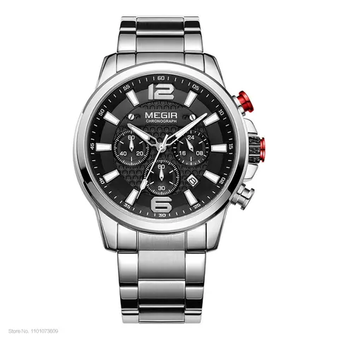 MEGIR 2020 роскошные часы Мужские лучший бренд из нержавеющей стали водонепроницаемые светящиеся наручные часы Синие Спортивные Хронограф Кварцевые часы мужские