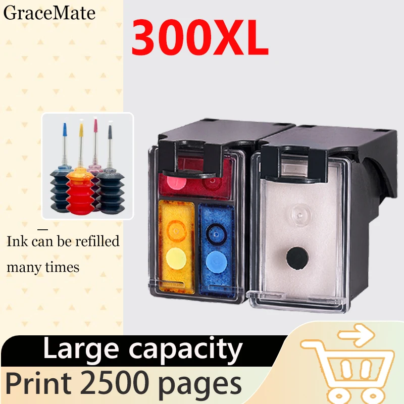 

300XL Refillable Ink Kit Replacement for hp 300 hp300 Ink Cartridge for Deskjet D1660 D2500 D2560 D2660 D5560 F2420 F2480 F2492