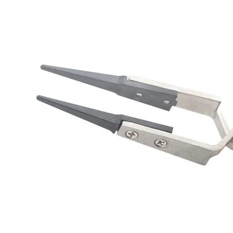 Прецизионные обратные пинцеты, антистатические пластиковые пинцеты с ручкой из нержавеющей стали с круглым наконечником ESD для хобби, инструмент для ремонта телефонов