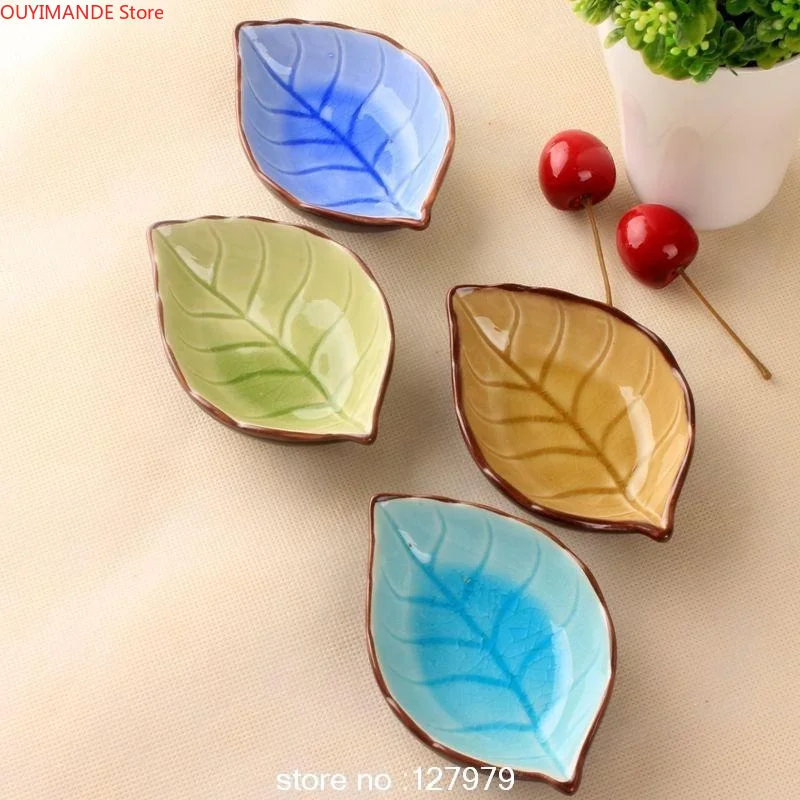 

Kitchen Bowl Kitchen Tool Dish Creative Ice Crack Glaze Leaf Ceramic Seasoning Soy Sauce Vinegar Small Plates 10*7.5*3cm