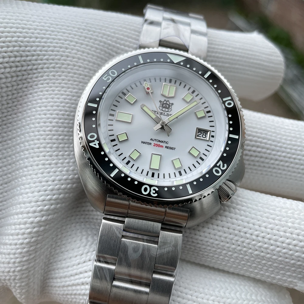 Продажа Новинка, классические часы для дайвинга SD1970 STEELDIVE Abalone, швейцарские Супер Светящиеся Часы NH35 Move Men T 200M, водонепроницаемые механические часы д...