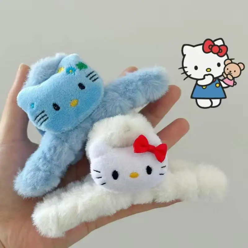 

Sanrio Cartoon Gripping Clip Hello Kitty Cinnamoroll Autumn Winter Plush Shark Clip Cute Hair Accessorie Creative Birthday Gift