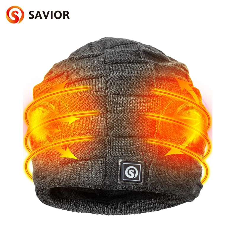 Savior Heated Hat Electric Battery Winter Heat Knitting Beanie Cap For Men Women Ski Warm