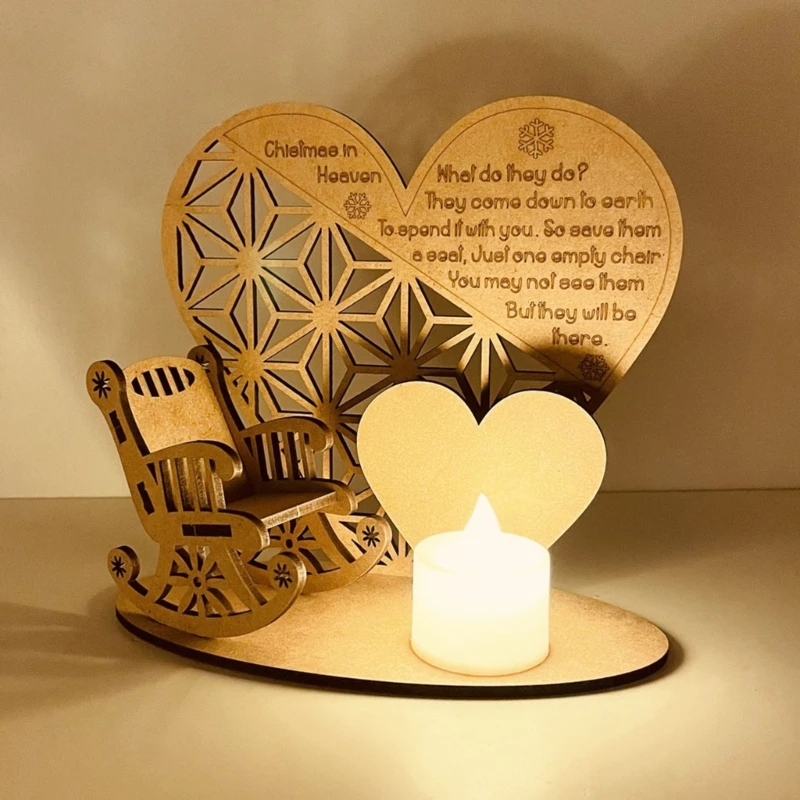 

Christmas Remembrance LED Candle Wooden Ornament Rocking Chair to Remember Loved