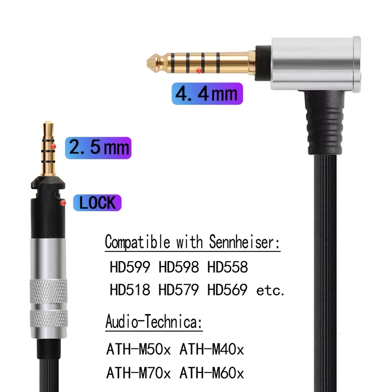 

D0UA 4.4mm/2.5mm Balanced Cable for hd598/se HD518 HD558 HD569 579 599 Headphones Cable Extension Cable Noise Canceling