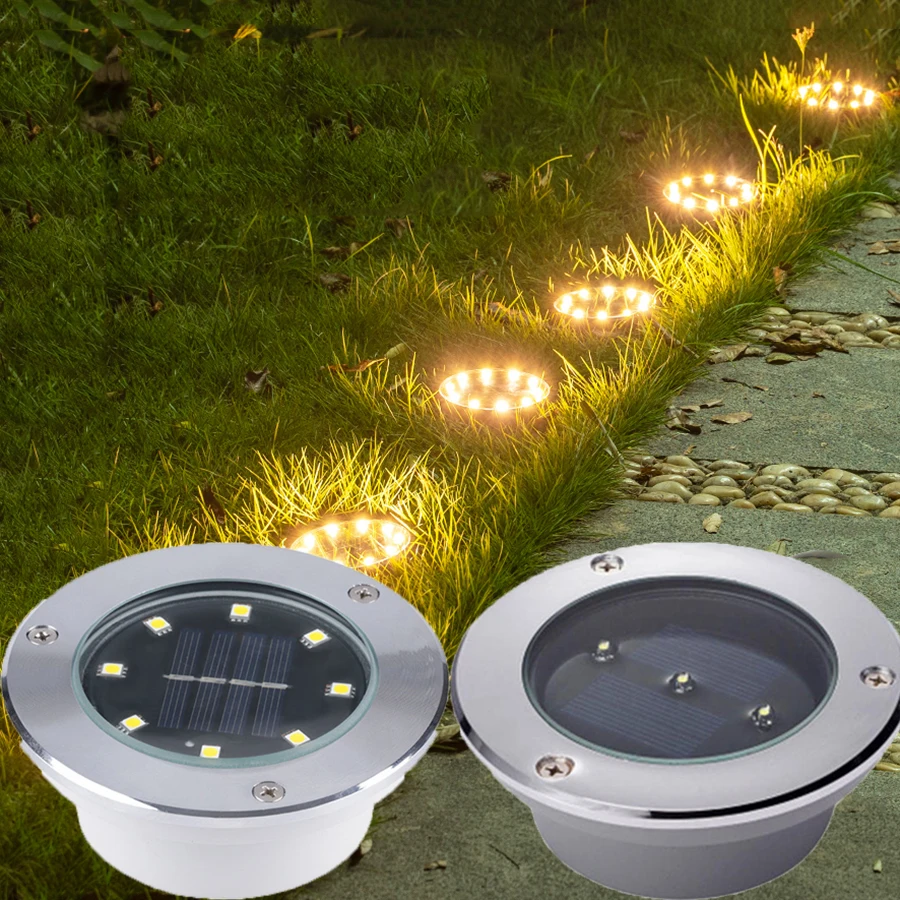 

Solar Powered Ground Light Waterproof LED Solar Light Outdoor Solar Disk Lights Solar Garden Lights For Landscape Pathway Patio
