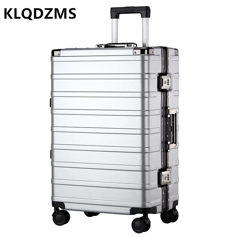 KLQDZMS Luggage Aluminum Frame Buckle Trolley case 20 Inch Male And Female Students Universal Wheel Boarding Suitcase 24 Inch