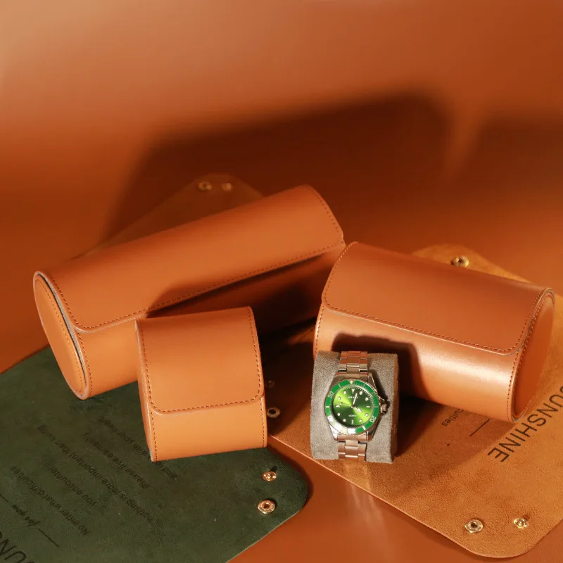Luxury Business Watch Storage Box Orange Green 1 Grid Travel Portable Leather Snap Watch Gift Box Cajas De Relojes