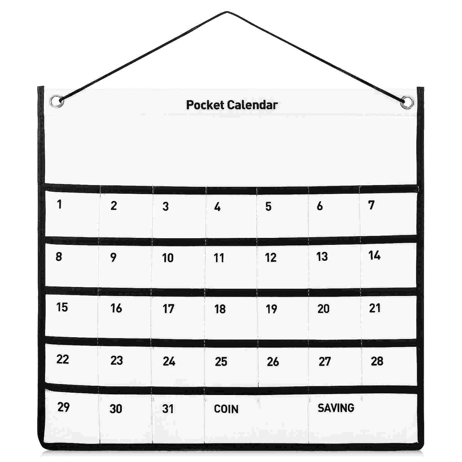 

Wall Hanging Calendar Pocket 1 Month Calendar Storage Pocket Small Items Organizer for Household