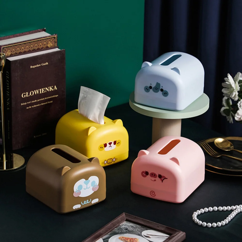 

Cartoon TissueRemovable Tissue Case Kawaii Animal Boxs Home Decor Plastic Napkin Papers Organizer Holder