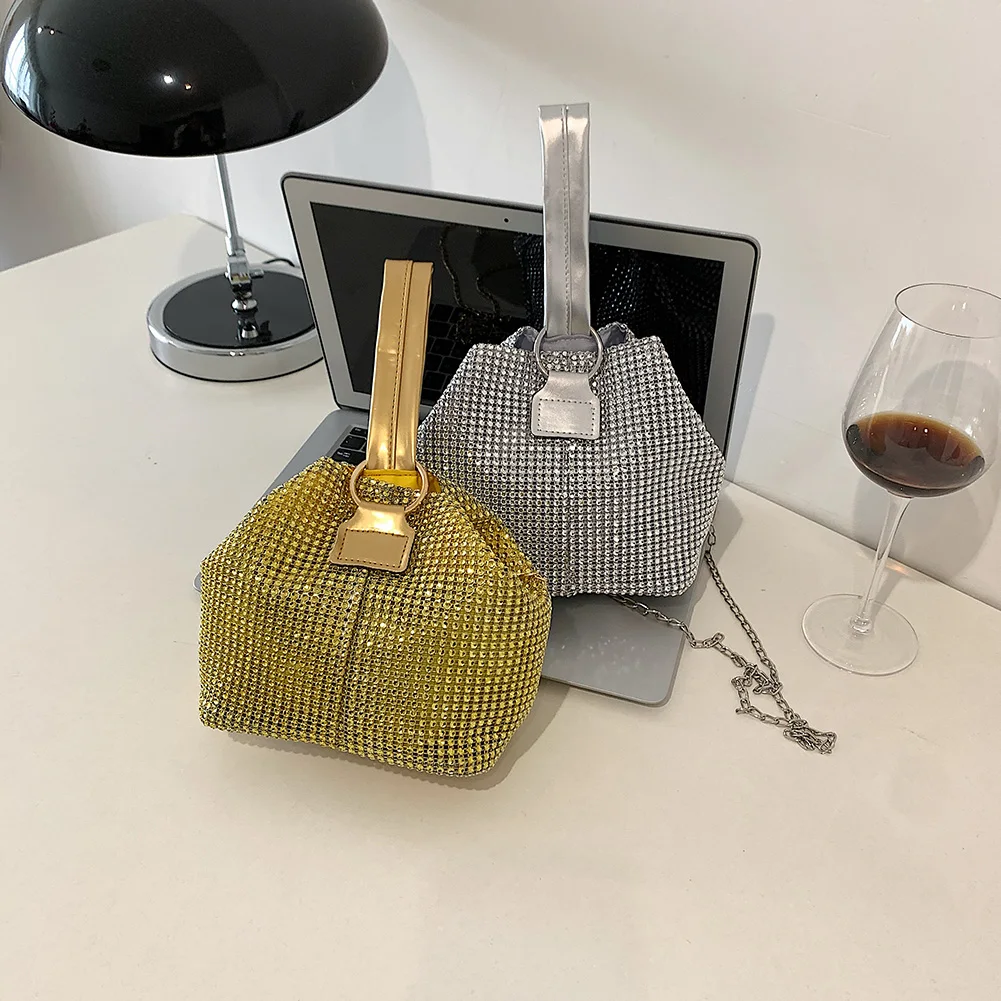 

Ladies Small Top-Handle Bags Fashion Shiny Rhinestone Handbags Women Shoulder Messenger Bags Phone Purse Female Crossbody Bags