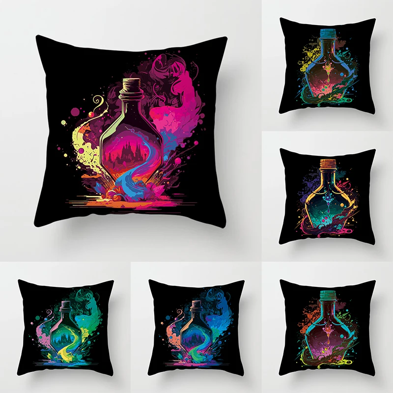 

Модная наволочка в виде волшебной бутылки, декоративный Рисунок, квадратная искусственная модная наволочка для подушки 45*45 см, товары для дома