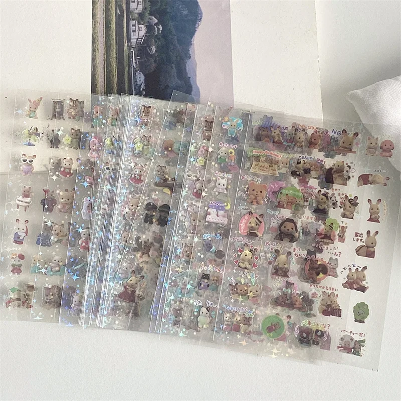 6pcs/10pcs Set Y2K Random Cute Glitter Laser Sticker for Phone Camera Luggage Journal Kawaii Decoration Gift